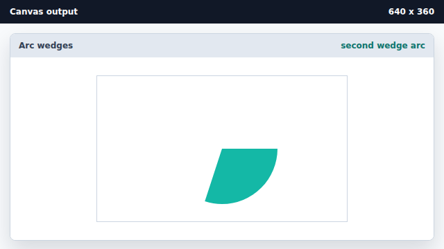 The canvas still shows only the teal wedge while the second arc builds.