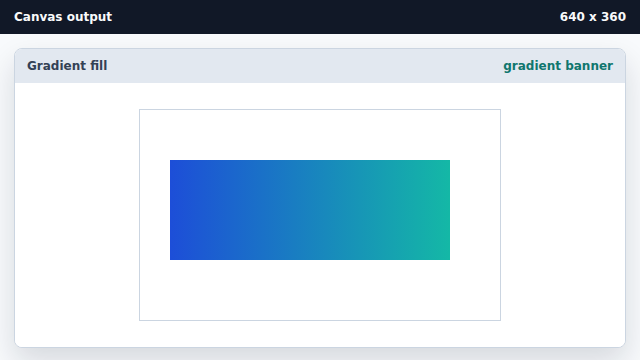 A blue-to-teal banner fills the center of the canvas.