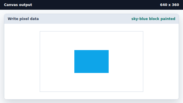 A sky-blue block appears in the center of the canvas.