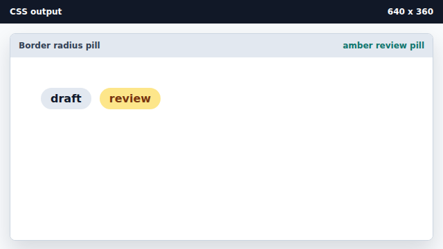 The review pill turns amber while the draft pill stays gray.
