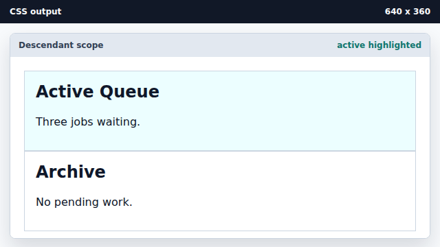 Only the active queue panel receives a cyan background.