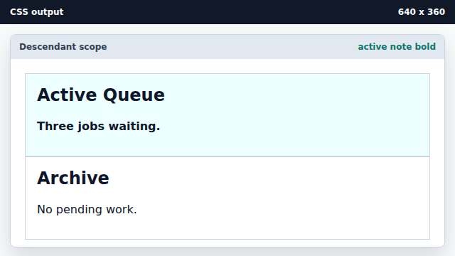 The active queue note becomes bold while archive text stays normal.