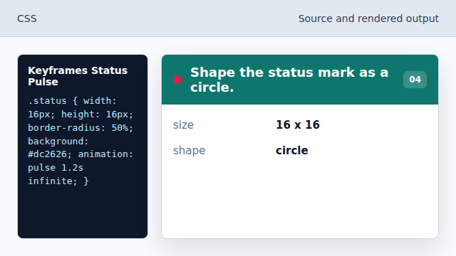 A 50 percent radius turns the square box into a dot.