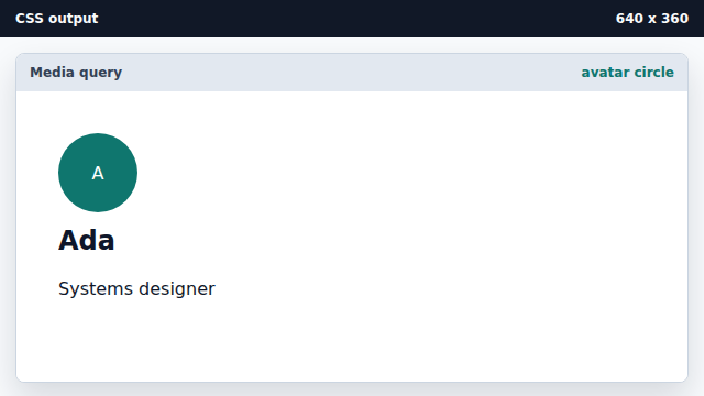 A teal circular avatar appears above the text.