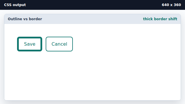 The primary button grows wider; the cancel button shifts right.