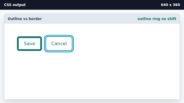 A blue ring floats around the cancel button without resizing it.