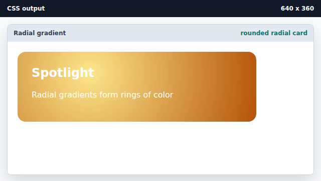 The radial gradient now sits inside a rounded card.