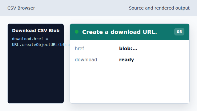 The link now points at the generated CSV file.