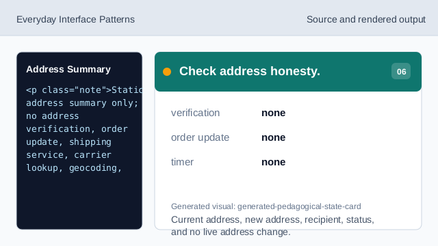 Current address, new address, recipient, status, and no live address change.
