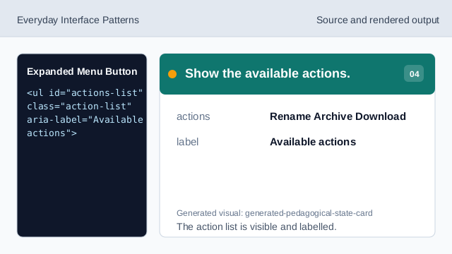 The action list is visible and labelled.