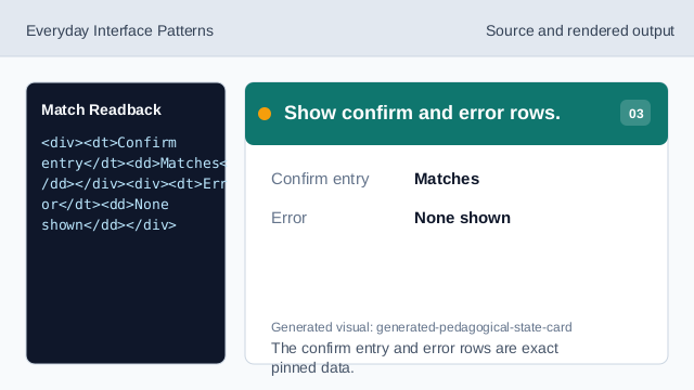 The confirm entry and error rows are exact pinned data.