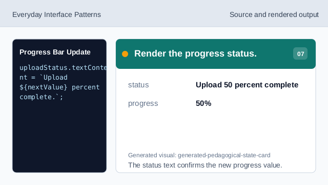 The status text confirms the new progress value.