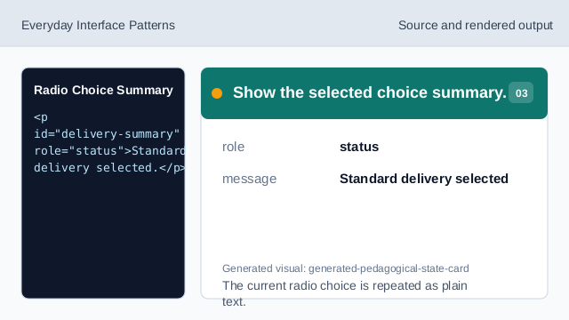 The current radio choice is repeated as plain text.