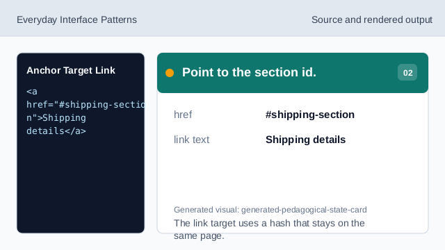 The link target uses a hash that stays on the same page.