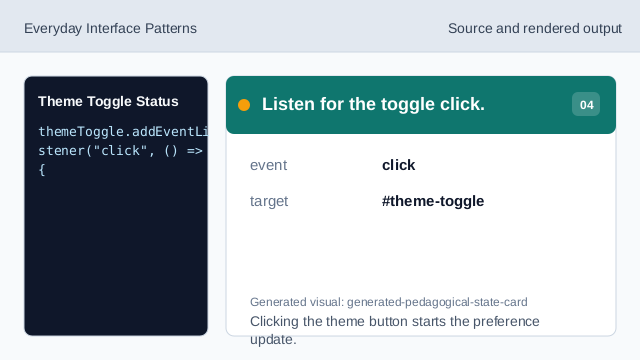 Clicking the theme button starts the preference update.