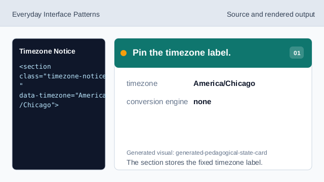 The section stores the fixed timezone label.