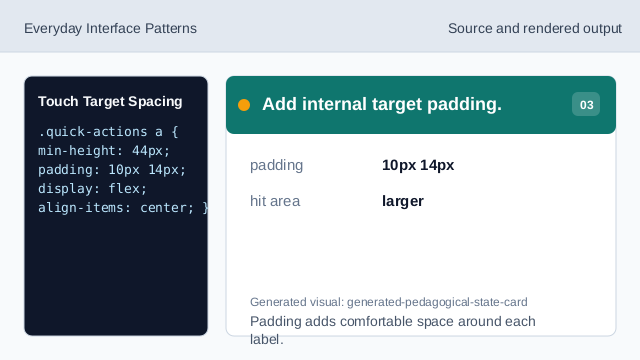 Padding adds comfortable space around each label.