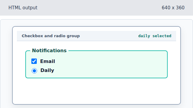 A selected Daily radio choice appears under Email.