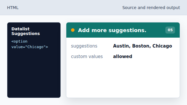 The user gets a short set of city completions.