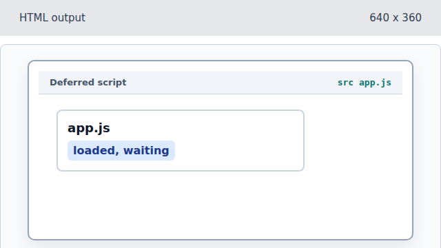 The app.js script resource is known but has not run yet.