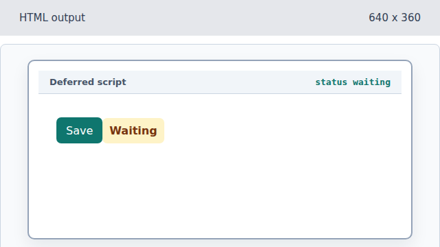 The page shows Save and a Waiting status.
