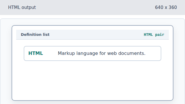 The glossary shows HTML and its definition.