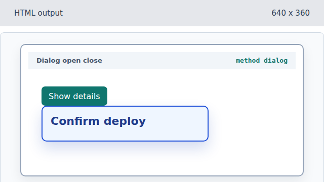 The dialog now contains a close form.