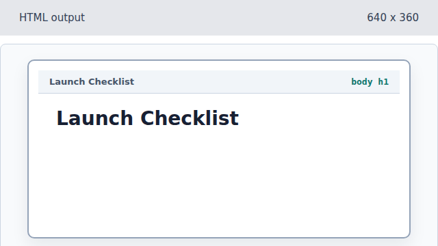 A large Launch Checklist heading appears in the page viewport.