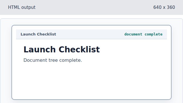 The Launch Checklist heading remains after the document is complete.