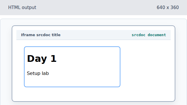 The frame displays a Day 1 heading and Setup lab text.