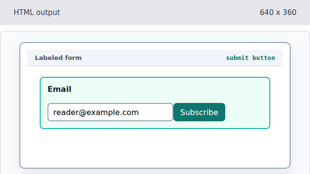 The form now has an Email field and a Subscribe button.