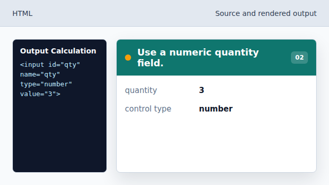 type number gives the browser numeric editing behavior.