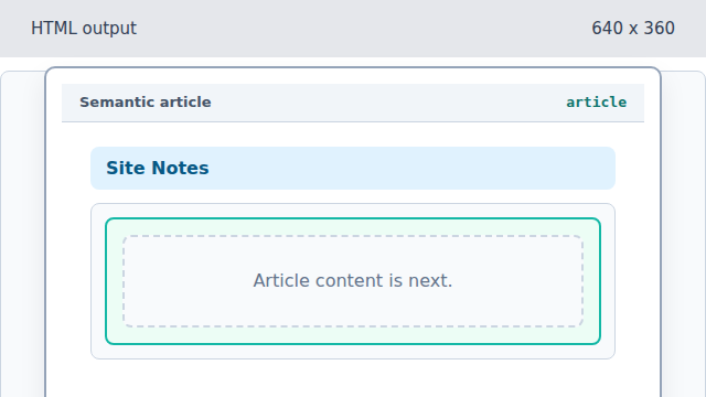 An article card appears inside the main region.