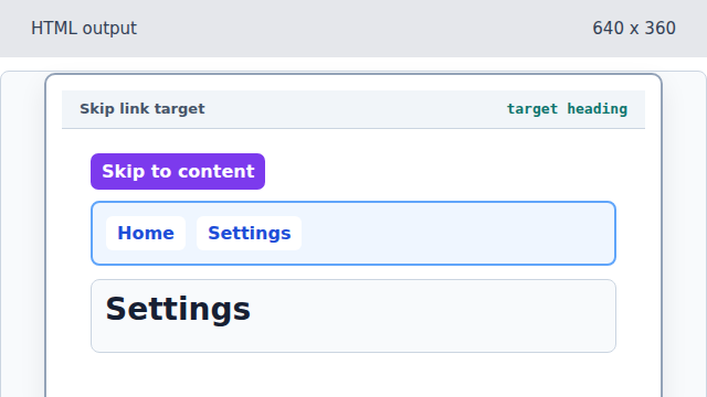 The Settings heading appears inside the main skip target.