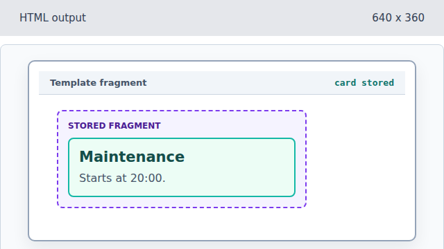The replay shows the card as stored template content, not visible page output.