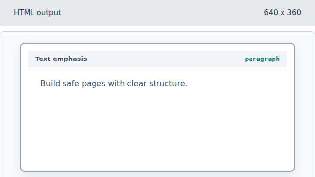 A plain sentence appears in the browser preview.