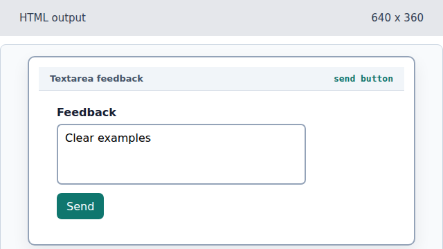 The feedback form shows a textarea and a Send button.