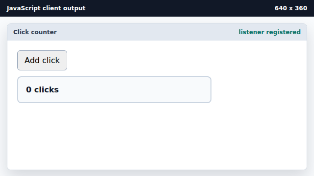 The UI is unchanged while the click listener is attached.