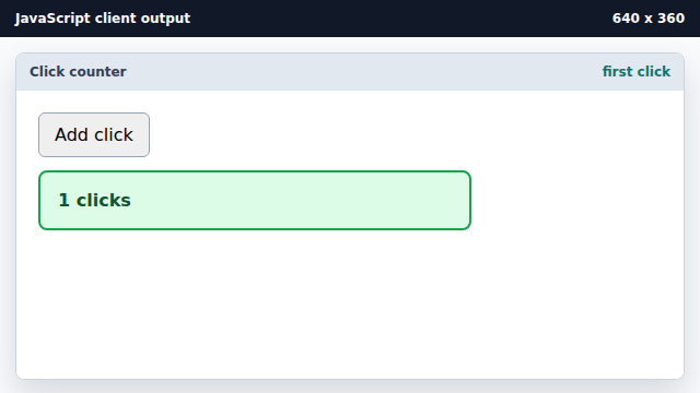 The output updates to 1 clicks.