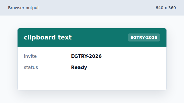 The invite code is a normal JavaScript string before it reaches the clipboard.