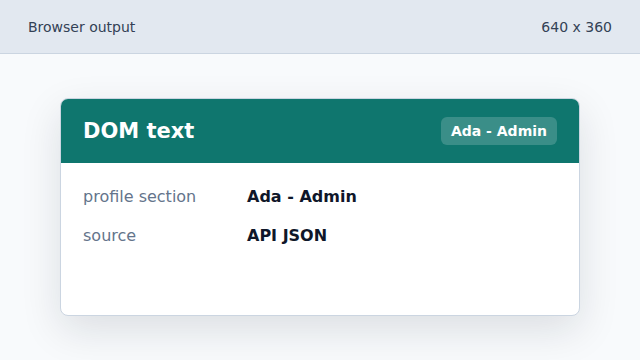 The profile section now shows data from the API response.