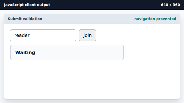 The page stays in place after submit.