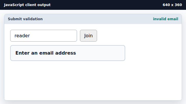 The message is ready to show an error.