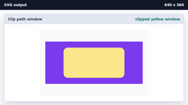 A yellow rounded panel appears in the middle while purple shows around it.
