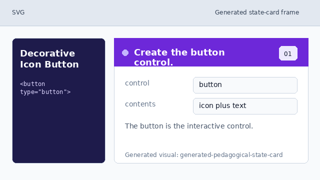 A button shell is ready for an icon and text label.
