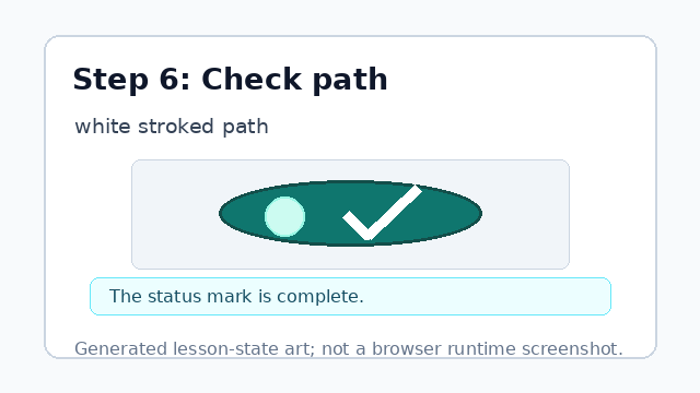 A white check mark completes the oval status badge.