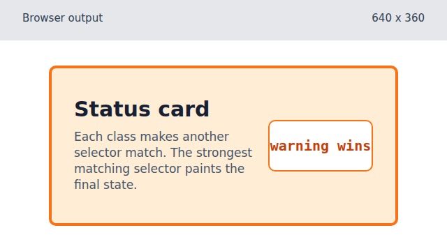 An orange warning card overriding the blue notice style