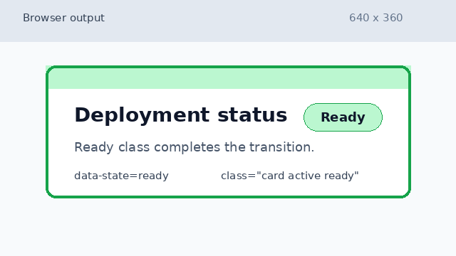A status card with a green ready badge and completed styling