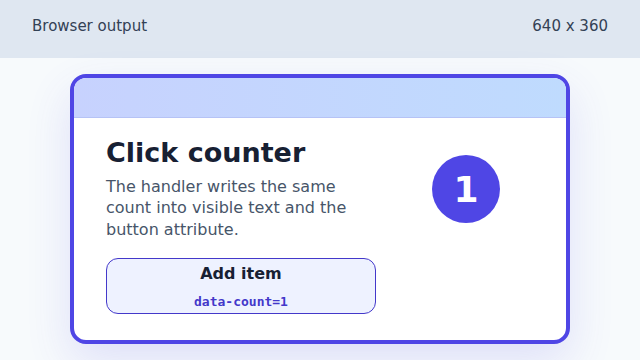 A browser counter card showing one click