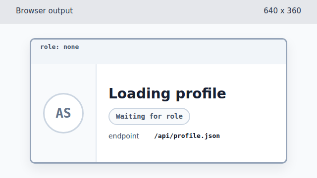 The same loading profile card before parsed JSON is written to DOM state
